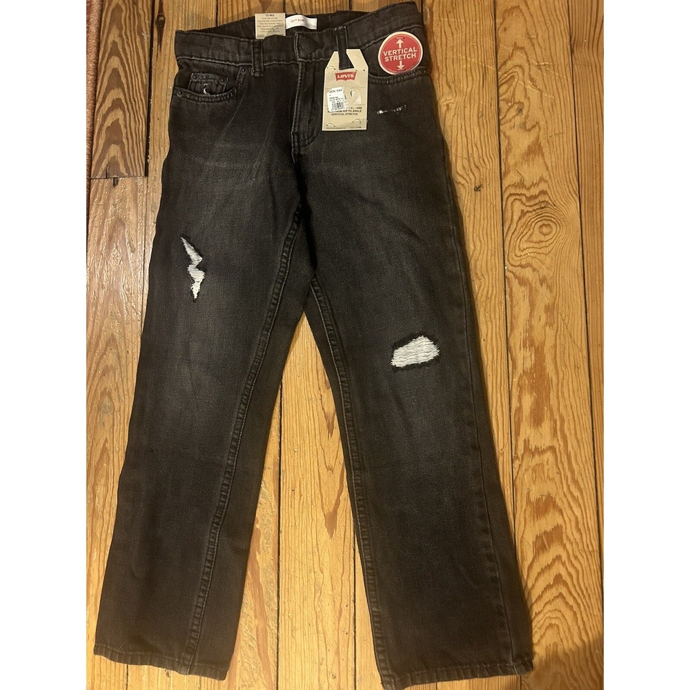 Levi's Boys Youth Jeans 7x 511 Slim Flex Stretch Denim Black Distressed Size 7